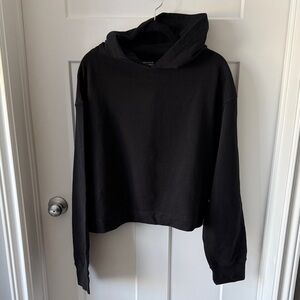 Brunette The Label Black Cropped Hoodie Sweatshirt